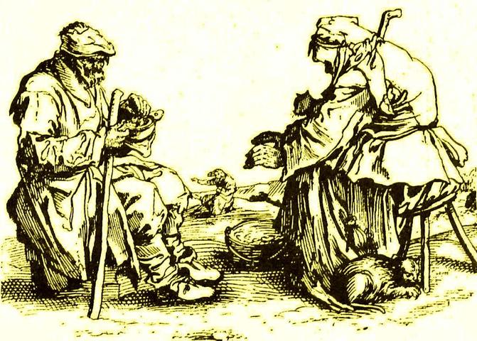 Am Wege sitzende Bettler – nach einem Stich von Jacques Callot