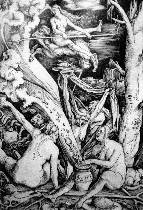 Hexensabbat – Holzschnitt von Hans Baldung Grien